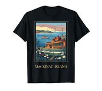 Arte Retro Vintage de los Grandes Lagos de Mackinac Island Michigan Camiseta
