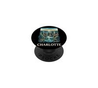 Arte Retro Vintage del Horizonte de Charlotte, Carolina del Norte PopSockets PopGrip Adhesivo