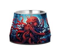 Arte Rojo Pulpo Enojado Cuencos para Mascotas Antideslizantes Acero Inoxidable,Apilables para Cachorros