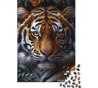 Arte Rostro de Tigre Rompecabezas Estilo Retrato Animal Salvaje 3 Capas Cartón 1000 Piezas, Entrenamiento Cerebral, Alivio Estrés, Regalo Descanso Oficina 38x26cm/1000pcs