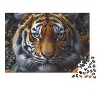 Arte Rostro de Tigre Rompecabezas Estilo Retrato Animal Salvaje Cartón Reciclado 1000 Piezas, Entrenamiento Concentración, Decoración Pared, Diversión Post-Escolar 70x50cm/1000pcs