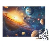 Arte Sistema Solar Conjunto Ilustración Galaxia Espacio Rompecabezas Cartón Premium 1000 Piezas, Desafío Educativo Adultos/Adolescentes, Regalo Familia/Parejas 52x38cm/1000pcs