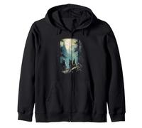 Arte sobre la Vida Silvestre del Bosque Lunar Tropical de Wolf Pack Sudadera con Capucha