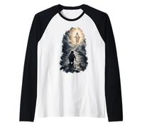 Arte Surrealista del pingüino nihilista Jesucristo Camiseta Manga Raglan