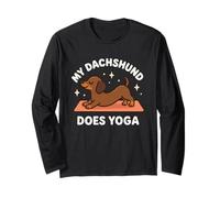 Arte temático de Perro Lindo My Dachshund Does Yoga Manga Larga