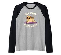 Arte temático de Perro Lindo My Pug Does Yoga Camiseta Manga Raglan