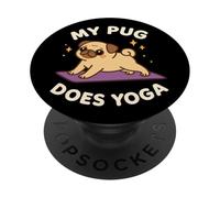 Arte temático de Perro Lindo My Pug Does Yoga PopSockets PopGrip Adhesivo