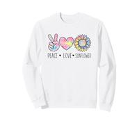 Arte teñido Anudado con Estampado Floral Retro Hippie de Peace Love con diseño de Girasol Sudadera