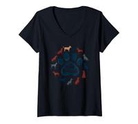 Arte Tributo a los Amantes de los Perros con Estampado de Pata de Perro de My Best Friend Camiseta Cuello V, Mujer, Negro, XXL