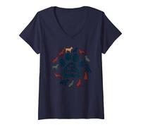 Arte Tributo a los Amantes de los Perros con Estampado de Pata de Perro de My Best Friend Camiseta Cuello V, Mujer, Azul Marino, S
