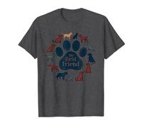 Arte Tributo a los Amantes de los Perros con Estampado de Pata de Perro de My Best Friend Camiseta, Hombre, Jaspeado Oscuro, M