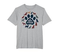 Arte Tributo a los Amantes de los Perros con Estampado de Pata de Perro de My Best Friend Camiseta, Hombre Tallas Grandes, Gris Jaspeado, 2X Alto