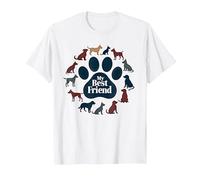 Arte Tributo a los Amantes de los Perros con Estampado de Pata de Perro de My Best Friend Camiseta, Hombre, Blanco, XXL