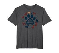 Arte Tributo a los Amantes de los Perros con Estampado de Pata de Perro de My Best Friend Camiseta, Hombre Tallas Grandes, Jaspeado Oscuro, 6X Alto