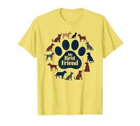 Arte Tributo a los Amantes de los Perros con Estampado de Pata de Perro de My Best Friend Camiseta, Hombre, Limón, XL