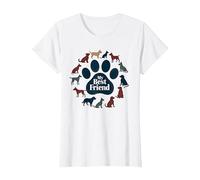 Arte Tributo a los Amantes de los Perros con Estampado de Pata de Perro de My Best Friend Camiseta, Mujer, Blanco, M