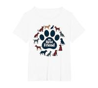 Arte Tributo a los Amantes de los Perros con Estampado de Pata de Perro de My Best Friend Camiseta, Mujer Tallas Grandes, Blanco, 6XL Grande