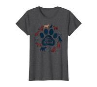 Arte Tributo a los Amantes de los Perros con Estampado de Pata de Perro de My Best Friend Camiseta, Mujer, Jaspeado Oscuro, 3XL
