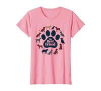 Arte Tributo a los Amantes de los Perros con Estampado de Pata de Perro de My Best Friend Camiseta, Mujer, Rosado, 3XL