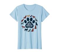 Arte Tributo a los Amantes de los Perros con Estampado de Pata de Perro de My Best Friend Camiseta, Mujer, Azul Bebé, XL