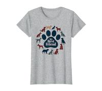 Arte Tributo a los Amantes de los Perros con Estampado de Pata de Perro de My Best Friend Camiseta, Mujer, Gris Jaspeado, XXL