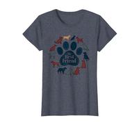 Arte Tributo a los Amantes de los Perros con Estampado de Pata de Perro de My Best Friend Camiseta, Mujer, Azul Jaspeado, 3XL