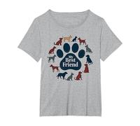 Arte Tributo a los Amantes de los Perros con Estampado de Pata de Perro de My Best Friend Camiseta, Mujer Tallas Grandes, Gris Jaspeado, 4XL Grande