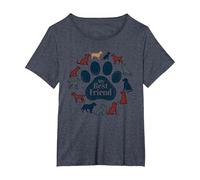 Arte Tributo a los Amantes de los Perros con Estampado de Pata de Perro de My Best Friend Camiseta, Mujer Tallas Grandes, Azul Jaspeado, 2XL Grande