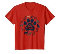 Arte Tributo a los Amantes de los Perros con Estampado de Pata de Perro de My Best Friend Camiseta, Niños, Rojo, 4 años