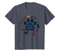 Arte Tributo a los Amantes de los Perros con Estampado de Pata de Perro de My Best Friend Camiseta, Niños, Azul Jaspeado, 2 años
