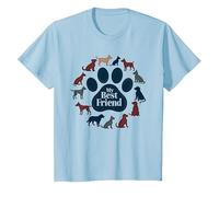Arte Tributo a los Amantes de los Perros con Estampado de Pata de Perro de My Best Friend Camiseta, Niños, Azul Bebé, 10 años