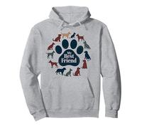 Arte Tributo a los Amantes de los Perros con Estampado de Pata de Perro de My Best Friend Sudadera con Capucha, Unisex para Adultos, Gris Jaspeado, M