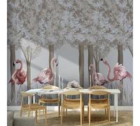 Arte Tridimensional De Flamenco Gris En El Bosque 3D Papel Pintado Pared Fácil Instalación Oficina Sala Estar Sofá Dormitorio TV Fondos Decoración-350cm×256cm