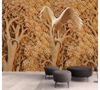 Arte Tridimensional En Relieve: Bosque Y Aves 3D Papel Pintado Pared Fácil Instalación Oficina Sala Estar Sofá Dormitorio TV Fondos Decoración-430cm×300cm