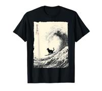 Arte Ukiyo-e japonés Divertido surfeando la Gran Ola Camiseta