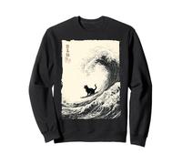 Arte Ukiyo-e japonés Divertido surfeando la Gran Ola Sudadera