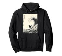 Arte Ukiyo-e japonés Divertido surfeando la Gran Ola Sudadera con Capucha
