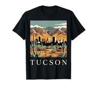Arte Urbano Retro del Horizonte de Tucson, Arizona, montañas del Desierto Camiseta