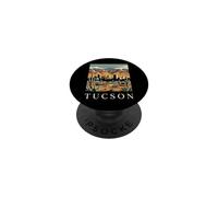 Arte Urbano Retro del Horizonte de Tucson, Arizona, montañas del Desierto PopSockets PopGrip Adhesivo