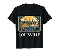 Arte Urbano Retro del Skyline River Bridge de Louisville, Kentucky Camiseta