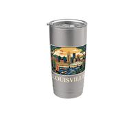 Arte urbano retro del Skyline River Bridge de Louisville, Kentucky Vaso térmico de acero inoxidable de doble pared