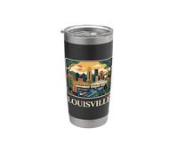 Arte urbano retro del Skyline River Bridge de Louisville, Kentucky Vaso térmico de acero inoxidable de doble pared