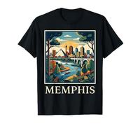 Arte Urbano Retro del Skyline River Bridge de Memphis, Tennessee Camiseta