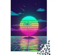 Arte Vaporwave Rompecabezas 1000 Piezas Decoración Retro Piezas Gruesas para Adultos Satisfactorio Al Completar para Regalo Sin Piezas Faltantes 70x50cm/1000pcs