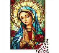 Arte Vidriera Plegaria Puzzle de 1000 Piezas Papel para Adultos Estilo Iglesia Colorido Juego de Puzzle 1000 Piezas Decoración Regalo 52x38cm/1000pcs