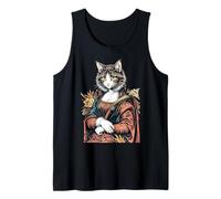 Arte Vintage con Bonito Gatito de Mona Lisa, Amante de los Gatos, Leonardo Da Vinci Camiseta sin Mangas
