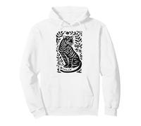 Arte Vintage con Estampado de Bloques botánicos de Tigre en linóleo Sudadera con Capucha