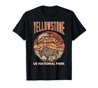 Arte Vintage de Bison Yellowstone, Buffalo Wildlife, Parque Nacional Camiseta