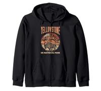 Arte Vintage de Bison Yellowstone, Buffalo Wildlife, Parque Nacional Sudadera con Capucha