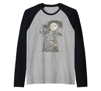 Arte Vintage de Gato Bruja para Halloween Divertido Camiseta Manga Raglan